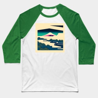 Mount Fuji surrounded by trees and river. Baseball T-Shirt